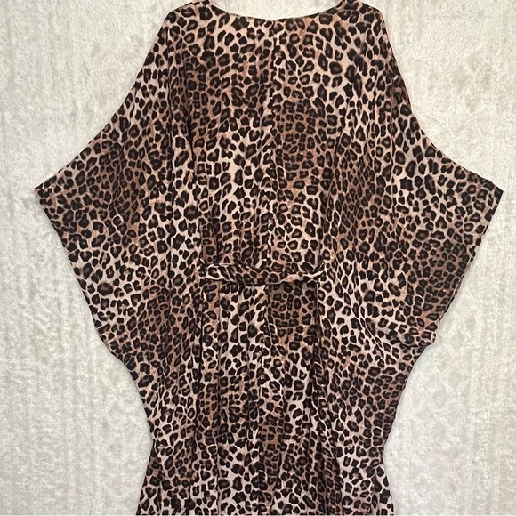 Good American Animal Leopard Print Kimono Robe Sz 16-28 Tie Sash - Picture 13 of 16